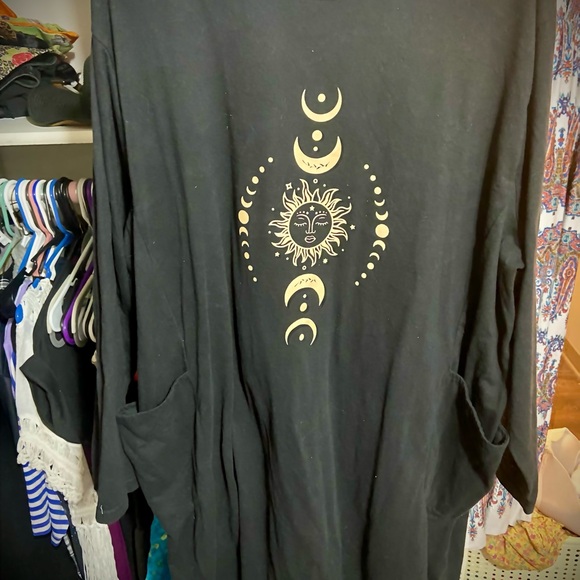 Dresses | Black Sun And Moon Graphic Robe | Poshmark